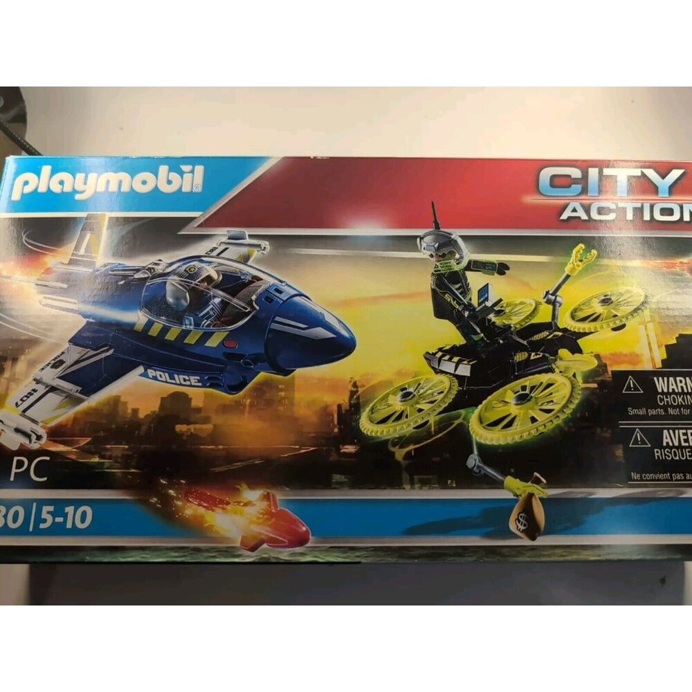 NEW & SEALED PLAYMOBIL 70780 City Action Police Jet with Drone 44 Pc Toy Playset